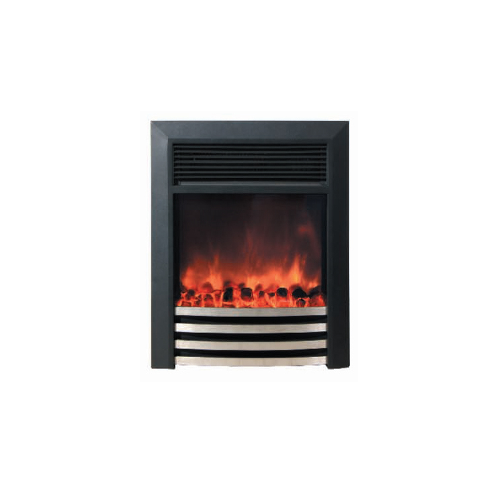 Gold Curved Face Frame, Built-in Electric Fireplace With Heater